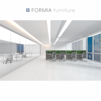 Ensemble de mobilier de bureau moderne modulaire : Poste de travail avec cloison pour 2 personnes