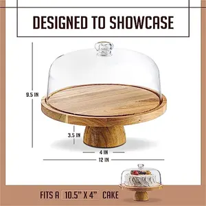 Cake Display Server Tablett für Küchen kuchenst änder mit Holz mit Basis Clear Acryl Dome Deckel Plattenspieler Kuchenst änder