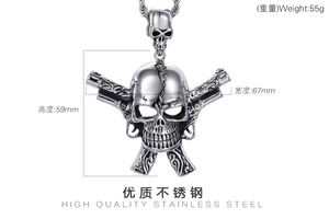 KALEN Punk Rock Style Double Gun Cross <span class=keywords><strong>Skull</strong></span> Hunter Viking <span class=keywords><strong>Pendant</strong></span> Men - Product Image 6