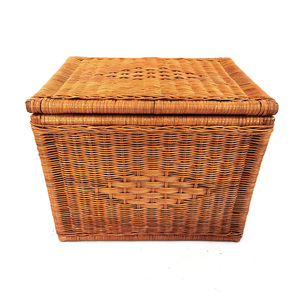 Lớn Hình Chữ Nhật Thủ Công Wicker Lưu Trữ Giỏ Mây Tự Nhiên Bin Organizer Container Cho Nhà Giặt ủi Phòng - Product Image 5