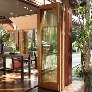 Современная наружная алюминиевая двустворчатая дверь патио с двухслойным звуконепроницаемым стеклом Складная внешняя конструкция аккордеона - Product Image 3