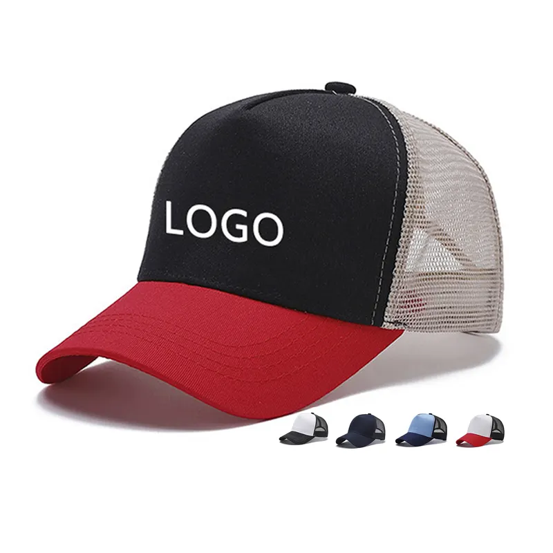 Qianzun custom logo 5 panel cotton twill trucker cap blank hat patches for trucker hat embroidered