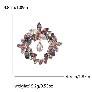 Broche de luxe en alliage plaqué argent avec fleur en cristal, décoration de robe élégante pour femme, cadeau de fête multicolore et étincelant - Product Image 2