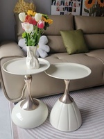Canapé de salon moderne en crème avec table basse luxueuse, design petit et simple pour les hôtels, en métal