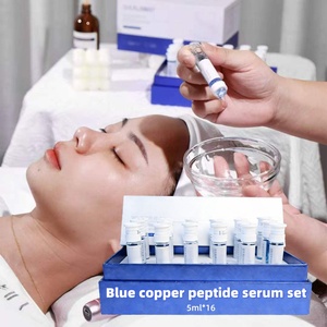 Suero de Péptidos de Cobre Azul GHK-Cu de Alta Calidad al por Mayor, Repara <span class=keywords><strong>la</strong></span> Barrera Cutánea, Reduce el Enrojecimiento, Cuidado de <span class=keywords><strong>la</strong></span> <span class=keywords><strong>Piel</strong></span> Sensible, Set de 16x5ml - Product Image 1