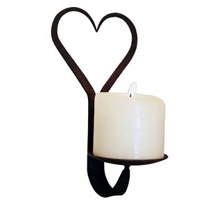 Porte-bougie mural en métal en forme de cœur, finition noire, pour la décoration de la maison, éclairage pour la Saint-Valentin - Product Image 1