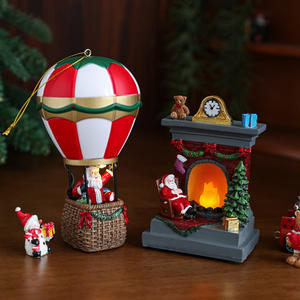 Village Résine Noël Père Noël Montgolfière Table Noël Père Noël <span class=keywords><strong>Cheminée</strong></span> Veilleuse Cadeau Décoration Ornements - Product Image 1