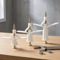 Anclaje de mariposa de nailon galvanizado PA con resorte de plástico, tapón de nailon con rosca M4 de alta calidad para aplicaciones en plástico/paneles de yeso