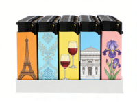 Briquet à gaz rechargeable en butane, coupe-vent, électrique, en plastique, design européen, avec logo personnalisé, idéal pour les cadeaux