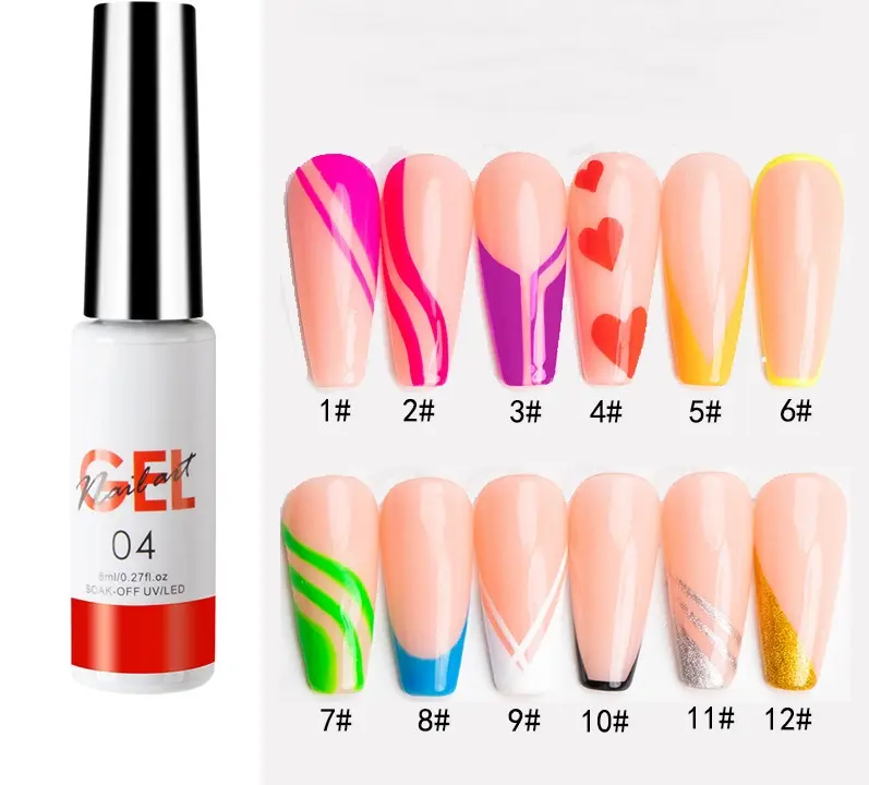 Fast shipping line uv gel led gel painting nail art polish private label 3D DIY liner designs nail gel liner for nail salon