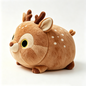 Adorable Peluche de Ciervo Redondo con Manchas, Almohada de Ciervo Sika Regordete, Peluche de Ciervo Marrón Esponjoso, Cojín de Cuerpo Redondo de Dibujos Animados - Product Image 1