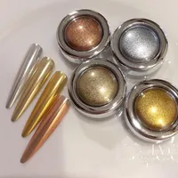 Poudre à ongles effet miroir magique 4 couleurs/combinaisons 0,5g Or/Argent/Or rose/Champagne, pigment chromé, poussoir en acier pour vernis gel