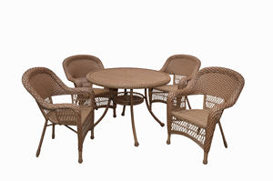 Juego de Comedor de Mimbre/Ratán <span class=keywords><strong>JECO</strong></span> de 5 Piezas, Venta al por Mayor de Fábrica de Guangzhou - Resistente a los Rayos UV y Marco de Aluminio con Recubrimiento en Polvo - Product Image 2