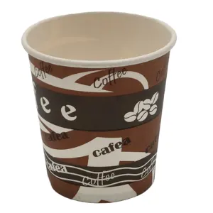Cangkir kertas coklat cangkir kopi minuman kaca dengan tutup 4oz 6.5oz 8oz 10oz 12oz kertas kerajinan makanan kotak kertas karton bulat