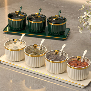 豪华调味盒套装三/四格一体式储物塑料容器家用厨房调味罐 - Product Image 3
