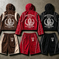 Setelan Windbreaker Yysy Bahan Nylon Tracksuit Streetwear Sporty Setelan Tracksuit Nylon Jaket Zip Celana Pendek Kontras Piping Setelan Pendek Pria