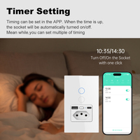 Interrupteur mural intelligent WiFi 16A Brésil + Prise Brésil avec USB Type C, contrôle tactile, compatible avec Smart Life, Alexa, Google Home