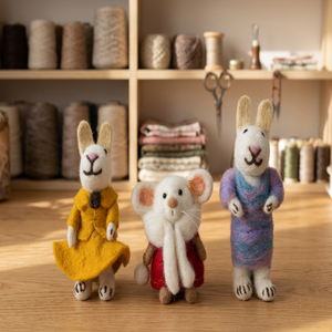 Ensemble de 3 souris en feutre faites à la main, jouets en peluche douce avec rembourrage en coton PP et latex, pour la décoration de la maison, les cadeaux ou les enfants - Product Image 3