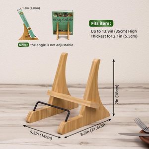 Support de recettes en bois pour comptoir de cuisine, support de lecture, porte-livre, support de tablette et de téléphone portable pour bureau à domicile - Product Image 3
