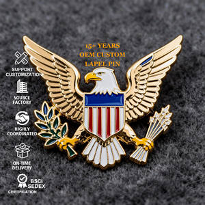 Oem Custom Patriottische Adelaar Pin Vergulde Email Reversspeld Met Clutch Rug Voor Jassen Pak Jassen - Product Image 1
