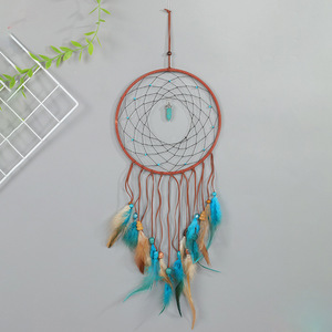 Materiale organico di Attaccatura di Parete Della Decorazione Handmade Del Turchese Pietra Piuma <span class=keywords><strong>Macrame</strong></span> Dream Catcher - Product Image 5