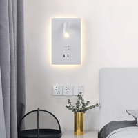 Lampe murale de lecture ZeroUNO, applique murale réglable à brancher sur la tête de lit avec port USB, lampe de chevet avec veilleuse 9W+3W 3000K