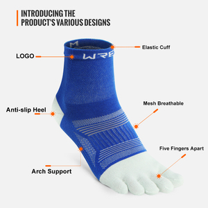 WRELS Vente en gros de chaussettes à cinq <span class=keywords><strong>doigts</strong></span> Coolmax, confortables, respirantes, antidérapantes, unisexes, chaussettes de course professionnelles avec grip pour les orteils - Product Image 2