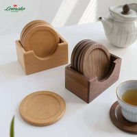 Ensemble de sous-verres en bois de pin naturel, bambou, noyer, acacia, rond, carré, artisanal, écologique, pour boissons avec support
