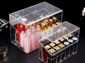 Organizzatore di trucco in acrilico con 5 cassetti organizzatore di gioielli portaoggetti per gioielli da tavolo impilabili pennelli da trucco chiaro - Product Image 6