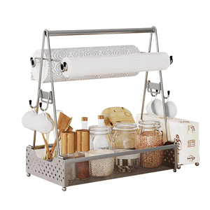 Outdoor Camping Picnic Portable Metal Non-folding Standing Type <b>Kitchen</b> Double Multifunction Storage Basket Barbecue Tool <b>Rack</b> - Product Image 1