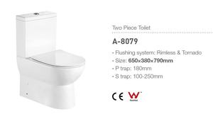 2022 뜨거운 판매 욕실 화장실 세라믹 두 조각 무테 화장실 CE 물 마크 물 옷장 - Product Image 5