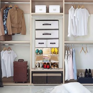 3 <b>Shelf</b> Hanging Closet Organizers Durable Linen Fabric Foldable Shoe Organizers Storage Bag for Wardrobe - Product Image 4
