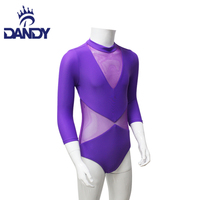 Justaucorps violet en gros Body de ballet avec logo personnalisé Vêtements de compétition de danse pour filles