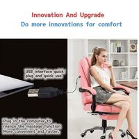 Chaise de bureau JOHOOFURNITURE à dossier haut, rose, pour jeux vidéo, avec massage, pour adultes, avec repose-pieds réglable, chaise de bureau