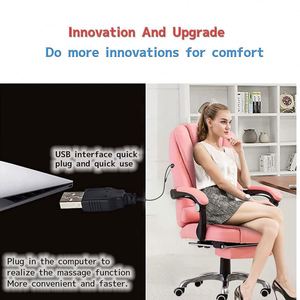 Sillas de ordenador con respaldo alto, silla de oficina de masaje para juegos rosa para adultos con reposapiés ajustable - Product Image 3