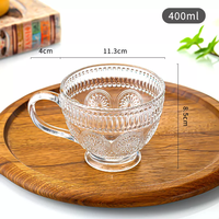 Tasse à eau en verre Unique, tasse à thé, tasse à café japonaise, tasse à jus de 13oz avec poignée verre à boire