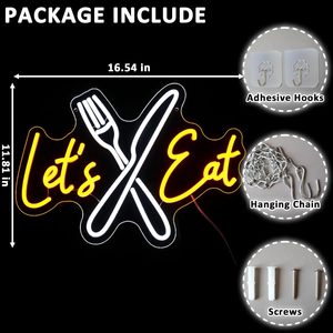 Let's Eat Letreros Neon LED indoor hanging ambient light shop <b>sign</b> wall decoration light entrance indicator light luminous <b>sign</b> - Product Image 2