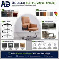 Chaise de bureau ergonomique moderne à dossier moyen en cuir PU, réglable en hauteur, avec accoudoirs pivotants, pour salon et hôtel