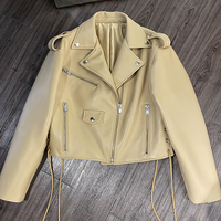 Veste de moto asymétrique pour femme, courte et ajustée, en cuir d'agneau véritable, pour l'automne