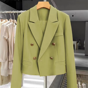 TKS 신상 숏 섹션 여성 가을 캐주얼 저렴한 블랙 여성 맞춤 제작 여성 정장 크롭탑 블레이저 - Product Image 1