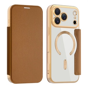 Funda de Cuero Magnética con Carga Inalámbrica para iPhone 17 16 15 Pro Max 14 13 12 Pro Max, Antigolpes, con Ranura para Tarjetas - Product Image 1