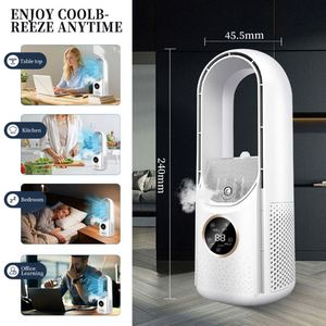 2026 Quiet Bladeless Tower Fan, 6-Hour Timer Desktop Air Cooler with Humidifying Function, Wide-Angle Cooling for Home Office - Product Image 2