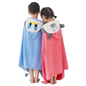 Serviette <span class=keywords><strong>de</strong></span> <span class=keywords><strong>bain</strong></span> à capuche en microfibre polaire pour enfants, motif dessin animé, 70*140 cm, 350 grammes/pièce, douce, brodée - Product Image 1