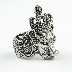 Punk Style Hiphop Crown <span class=keywords><strong>Lion</strong></span> Head Rings gioielli animali - Product Image 2