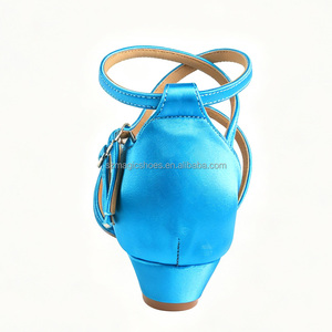 Nouvelles chaussures de danse à semelle souple bleu <span class=keywords><strong>aqua</strong></span>, chaussures de danse latine pour femmes, chaussures à talon bas pour filles, chaussures de salsa pour soirées, sandales d'intérieur pour femmes - Product Image 5