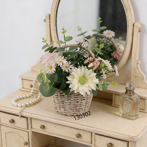 Arreglo Floral Artificial <span class=keywords><strong>de</strong></span> Primavera con Flores <span class=keywords><strong>de</strong></span> Seda Blanca en Cesta <span class=keywords><strong>para</strong></span> Regalo, Decoraciones <span class=keywords><strong>de</strong></span> Boda y <span class=keywords><strong>Navidad</strong></span> - Product Image 2