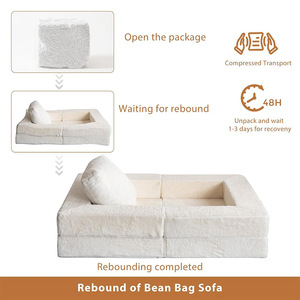 Comfy Bean <b>Bag</b> Chair High Density Foam Foldable Sofa <b>Bed</b> Multi Functional For Sitting Or Lying Down - Product Image 3
