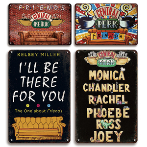 Plaque en métal de la <span class=keywords><strong>série</strong></span> télévisée Friends, décoration de café Central Perk, art mural pour le salon, cadeau pour les fans, plaque rétro nostalgique - Product Image 1