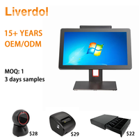 Sistema TPV Todo en Uno Inteligente con Soporte para Tablet, Caja Registradora para Comercio Minorista/Supermercado/Restaurante, Máquina de Punto de Venta Fácil de Usar de 15.6''