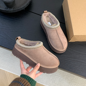 Botas de Invierno de Lana Tazz Clásicas de Nieve con Plataforma al Tobillo, Zapatos con Forro de Piel, Suela EVA, Suaves, Ligeras, Cálidas y Cómodas para Uso Casual - Product Image 1